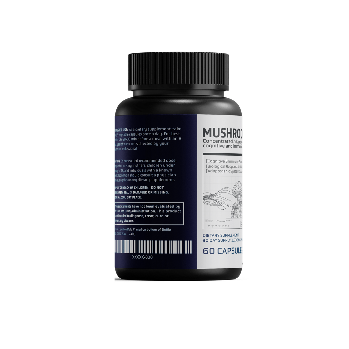 MUSHROOM 10:1  Adaptogenic, Cognitive & Immune Support System | 60 Capsules