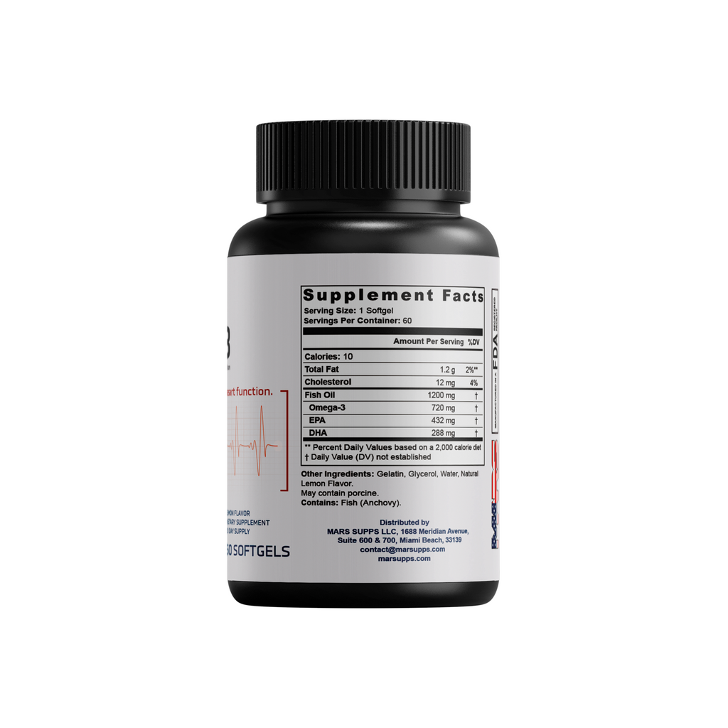 OMEGA 3  EPA + DHA Heart, Brain & Cellular Support | 60 Softgels