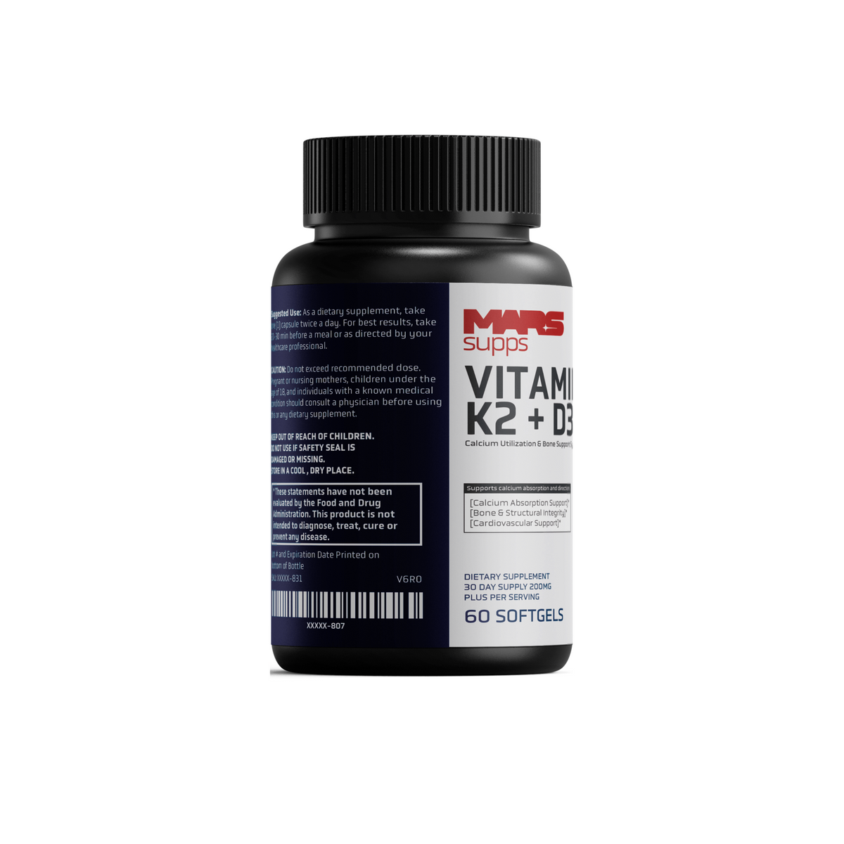 VITAMIN K2 + D3  Calcium Utilization, Bone & Structural Support | 60 Capsules